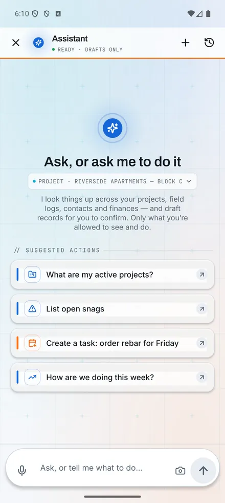 AI copilot: Assistant screen
