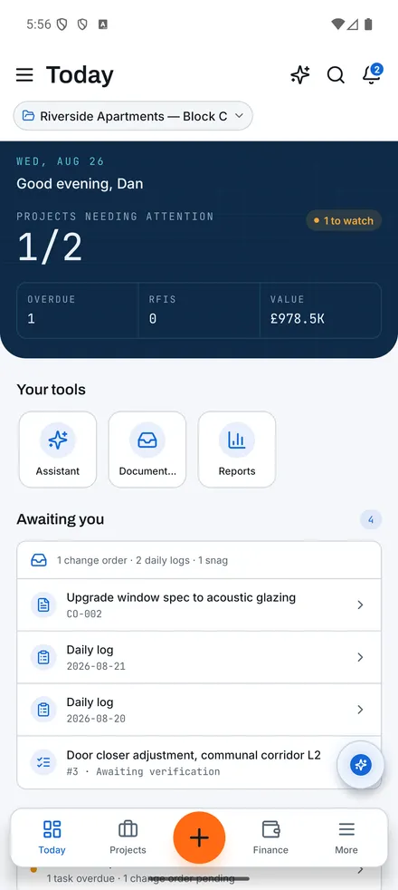 Reports: Today screen